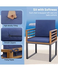 Gouun Acacia Wood Patio Dining Chairs Set of 6 with Seat and Back Cushions