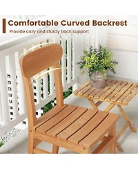 Gouun Armless Teak Wood Patio Dining Chair with Slatted Seat