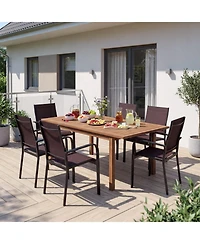 Gouun Stackable Patio Dining Armchairs Set of 6 with Breathable Mesh Fabric