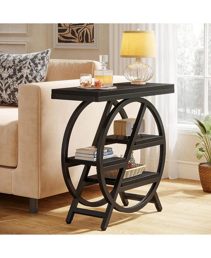 Tribesigns End Table for Living Room, 3-Tier Faux Marble Side Table, Wood Narrow Sofa Modern Nightstand and Bedside Bedroom