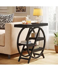 Tribesigns End Table for Living Room, 3-Tier Faux Marble Side Table, Wood Narrow Sofa Modern Nightstand and Bedside Bedroom