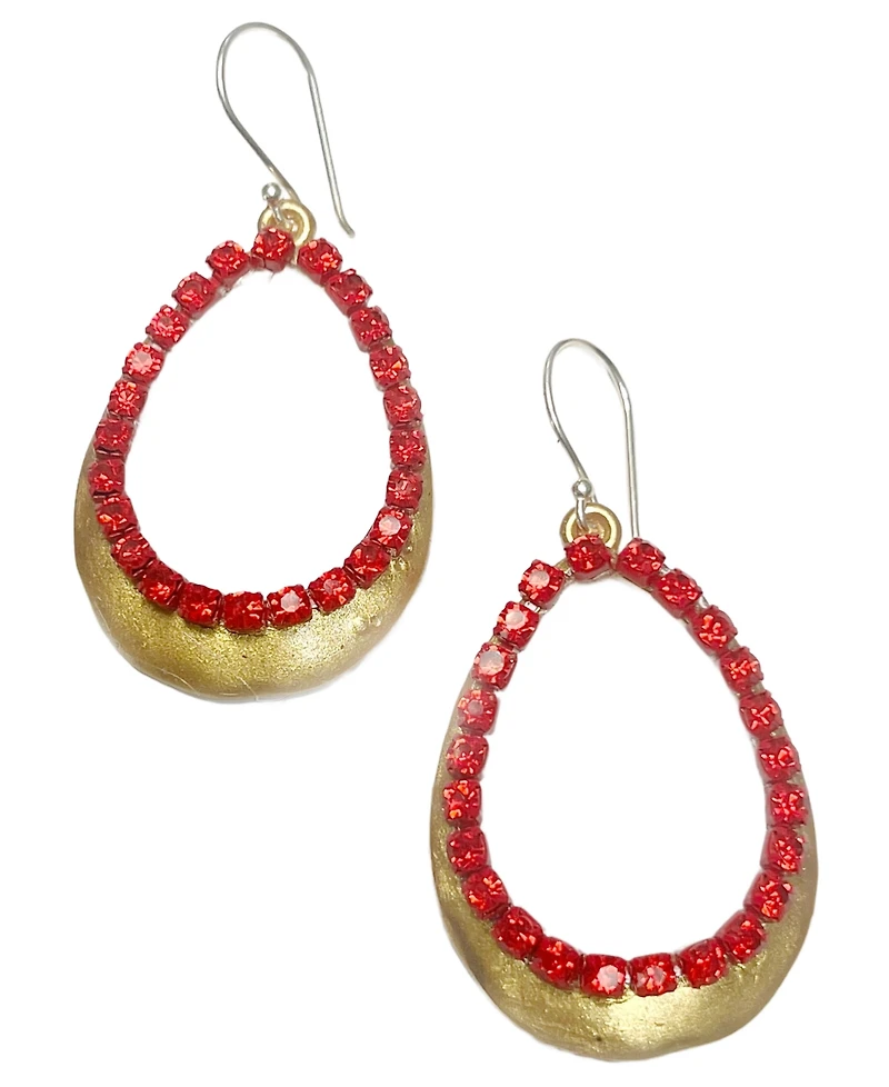 Michael Gabriel Designs Golden Red Crystal Drop Earrings