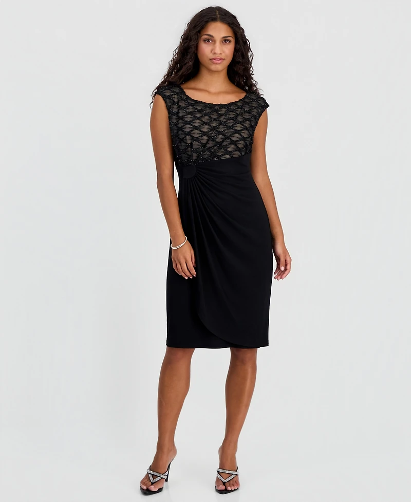 Connected Petite Embellished Empire-Waist Dress