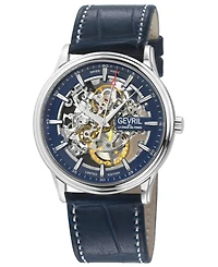 Gevril Men's Five Points Swiss Automatic Italian Leather Strap Watch