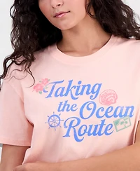 Pretty Rebel Juniors' Ocean Route Graphic Cotton T-Shirt