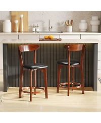Costway 23.5" Bar Stool with Curved Backrest Footrest Counter Height Stools