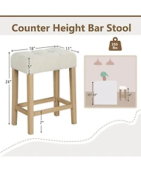Costway Counter Height Bar Stools Set of 2 with Rubber Wood Legs Footrest Modern for Home