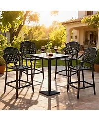 Costway 25.5" Outdoor Bar Stool with Ergonomic Back, Arms and Footrest for Garden