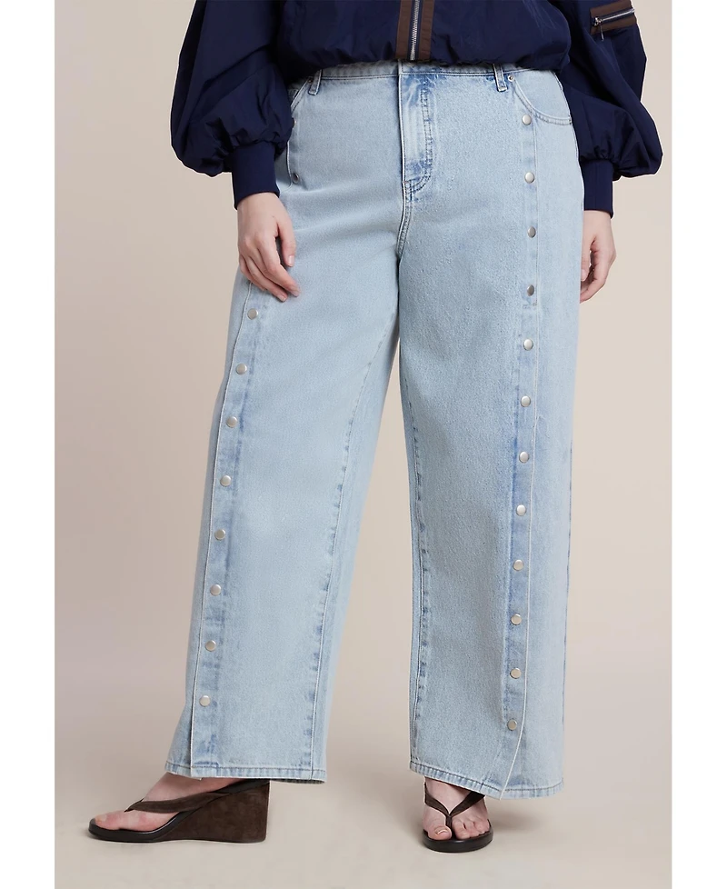 Eloquii Women's Snap Front Midrise Jean