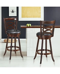Costway Bar Stools 29'' Height Wooden Swivel Backed Dining Chair Home Kitchen