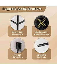 Costway Upholstered Swivel Bar Stool Set of 4 with Padded Seat and Backrest Metal Frame