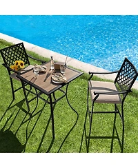 Costway 4pieces Patio Bar Stool Counter Height Cushioned Chair Armrest Garden Deck