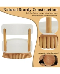 Rainsken Modern Farmhouse Style Accent Chair with Thatched-Roof Inspired Wooden Base, Soft Upholstered Seating Chair for Living Room and Bedroom