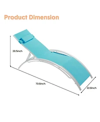 homfan Set of 2 Aluminum Patio Chaise Lounge Chairs - Outdoor Adjustable Recliners