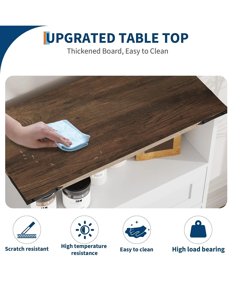 homfan Farmhouse Bathroom Storage Cabinet - Wooden Furniture with Doors, Drawers and Adjustable Shelf - Rustic Organizer for Kitchen, Laundry