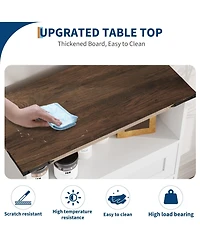 homfan Farmhouse Bathroom Storage Cabinet - Wooden Furniture with Doors, Drawers and Adjustable Shelf - Rustic Organizer for Kitchen, Laundry