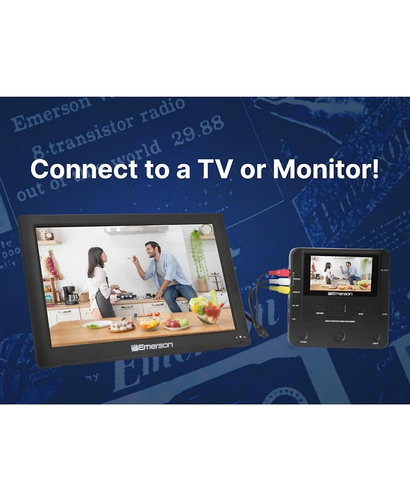 Emerson Emt-1200 Media Recorder with Lcd Screen to Record Videos, Music, and Photos from Phone to Dvd