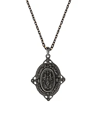 Symbols of Faith Black-Tone and 14K Gold-Dipped Guardian Angel Pendant Necklace