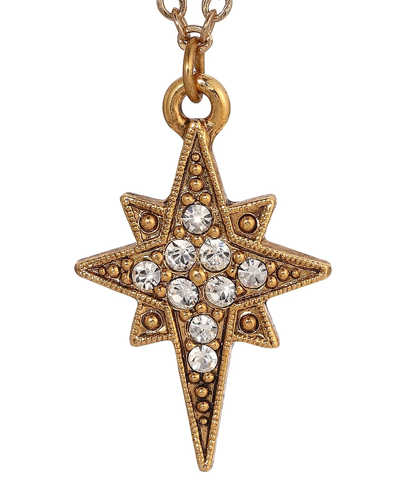 Symbols of Faith 14K Gold Dipped Crystal Glass Stones Star of Bethlehem 16" Necklace