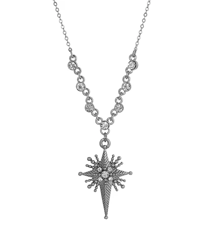 Symbols of Faith Silver Tone Crystal Glass Stones Star of Bethlehem Necklace