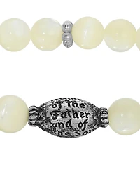 Symbols of Faith Silver Tone Mop Bead Prayer Bracelet