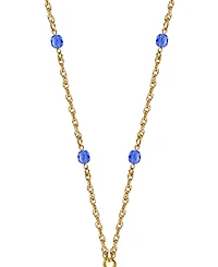 Symbols of Faith 14K Gold Dipped Blue Sapphire Cross Hail Mary Spinner Necklace