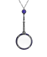 Symbols of Faith Silver Pewter-Tone Cross Magnifying Glass 28" Necklace