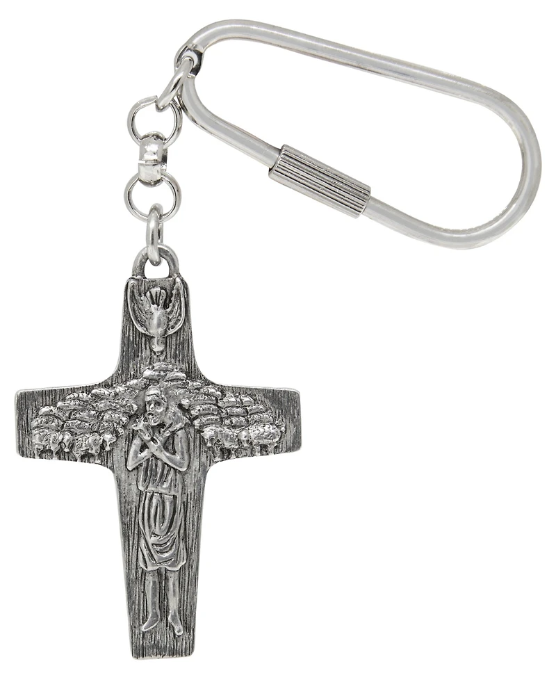 Symbols of Faith Silver Tone Pope Francis Cross Key Fob