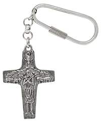 Symbols of Faith Silver Tone Pope Francis Cross Key Fob