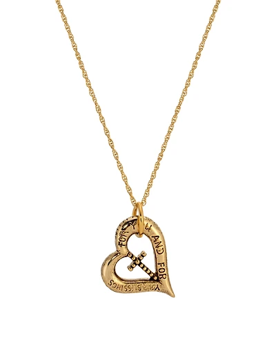 Symbols of Faith Gold-Tone Heart Cross 18" Necklace