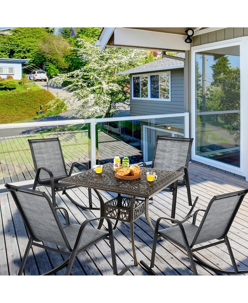 Gymax 4pcs Patio Rocking Chair Heavy-Duty Metal Rocker Outdoor Anti-Slip