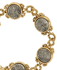 Symbols of Faith Gold Pewter Tone Mary Child Clasp Bracelet