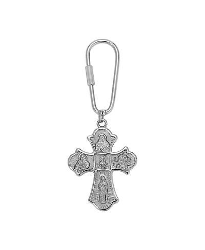 Symbols of Faith Silver Tone Botonee Cross Key Chain