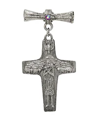 Symbols of Faith Pewter Tone Siam Red Stone Pope Francis Cross Pin
