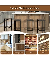 Gymax 4Pieces 26'' Bar Stool Set With Metal Frame Footrest Backless Counter Height Stool
