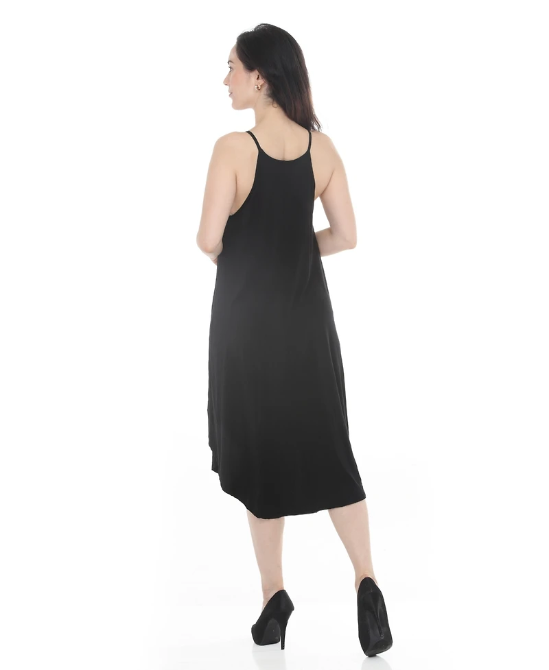 White Mark Women's Halter Neck Swing Midi Dress