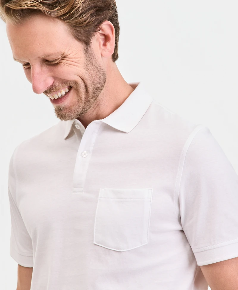 Club Room Men's Solid Jersey Polo with Pocket, Created for Macy's