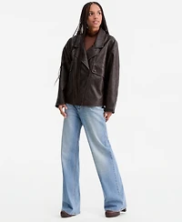 CoffeeShop Women's Asymmetric-Button-Front Faux-Leather Coat