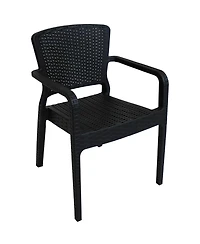 Faux Wicker Rattan Design Plastic All-Weather Commercial-Grade Segonia Indoor/Outdoor Patio Dining Arm Chair