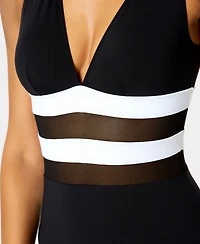 Anne Cole Women's Plunge Front V-Neck One-Piece Swimsuit