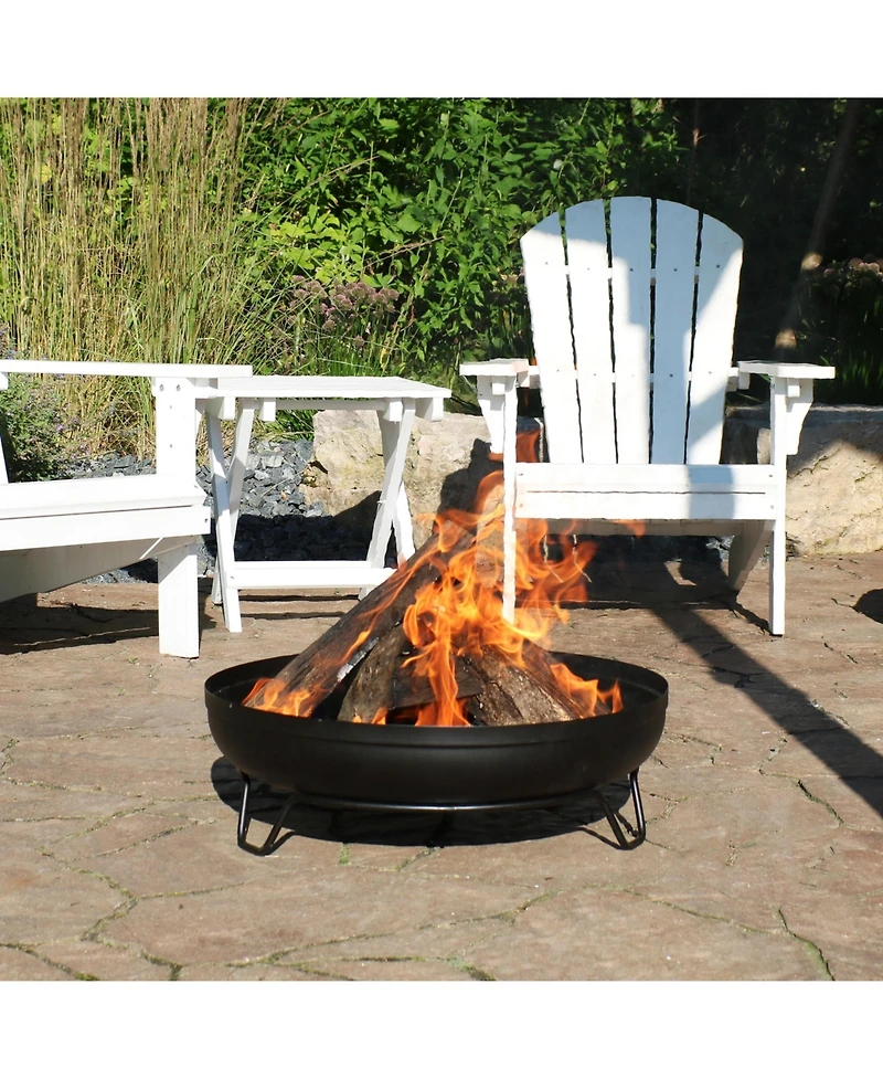 Outdoor Camping or Backyard Steel with Heat-Resistant Finish Fire Pit Bowl on Stand - 23" - Black
