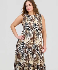 Anne Klein Plus Smocked-Waist Tiered Dress
