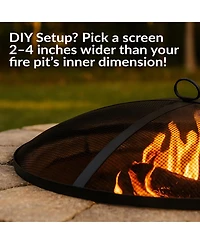 Outdoor Heavy-Duty Steel Mesh Round Camp Fire Pit Spark Screen Lid with Handle