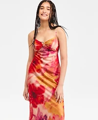 Seni & Cade Juniors' Hardware-Trim Satin Slip Dress