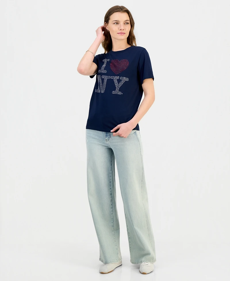 Grayson Threads, The Label Juniors' I Love Ny Rhinestone Tee