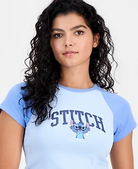 Disney Juniors' Stitch Ribbed Crewneck Raglan Tee
