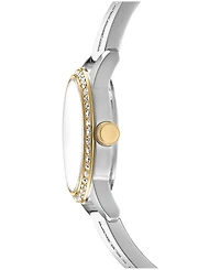 Dkny Women's Half Bangle Silver Dial Two-Tone Stainless Steel Watch 28mm