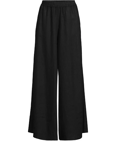 Lands' End Women's Linen High Rise Palazzo Pants