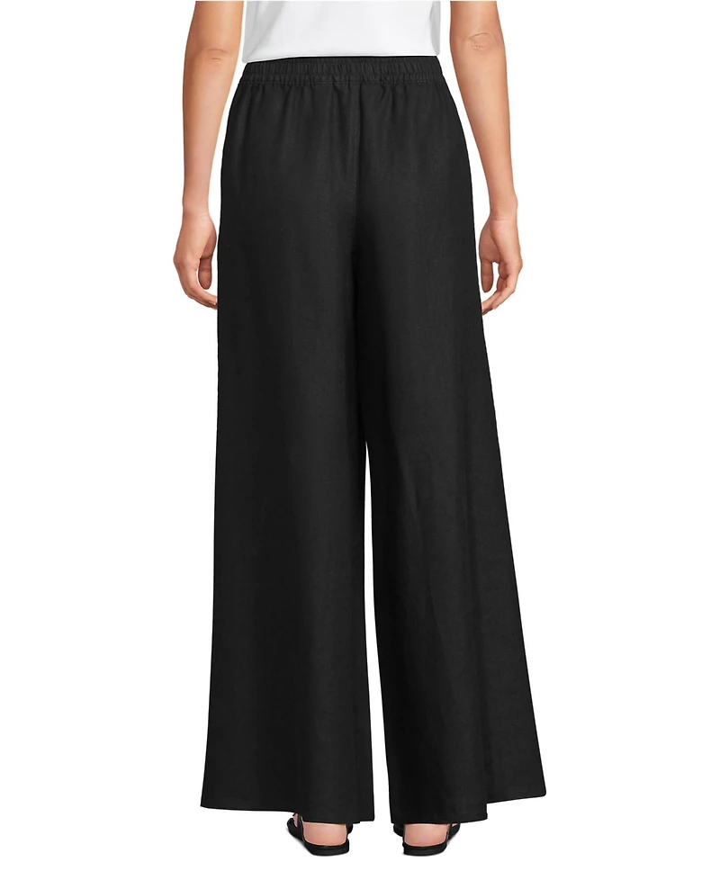Lands' End Women's Linen High Rise Palazzo Pants