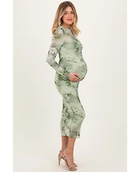 Pinkblush Maternity Light Olive Floral Mesh Overlay Maxi Dress